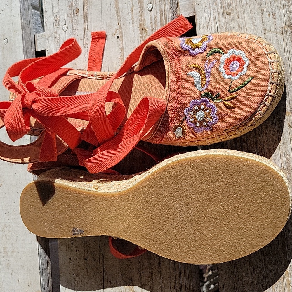 Vintage Mudd Sandals Vintage 90s Fabric Embroidery Boho Size 6M Bohemian Shoes - Picture 5 of 9